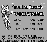 Malibu Beach Volleyball title screen for GameBoy
